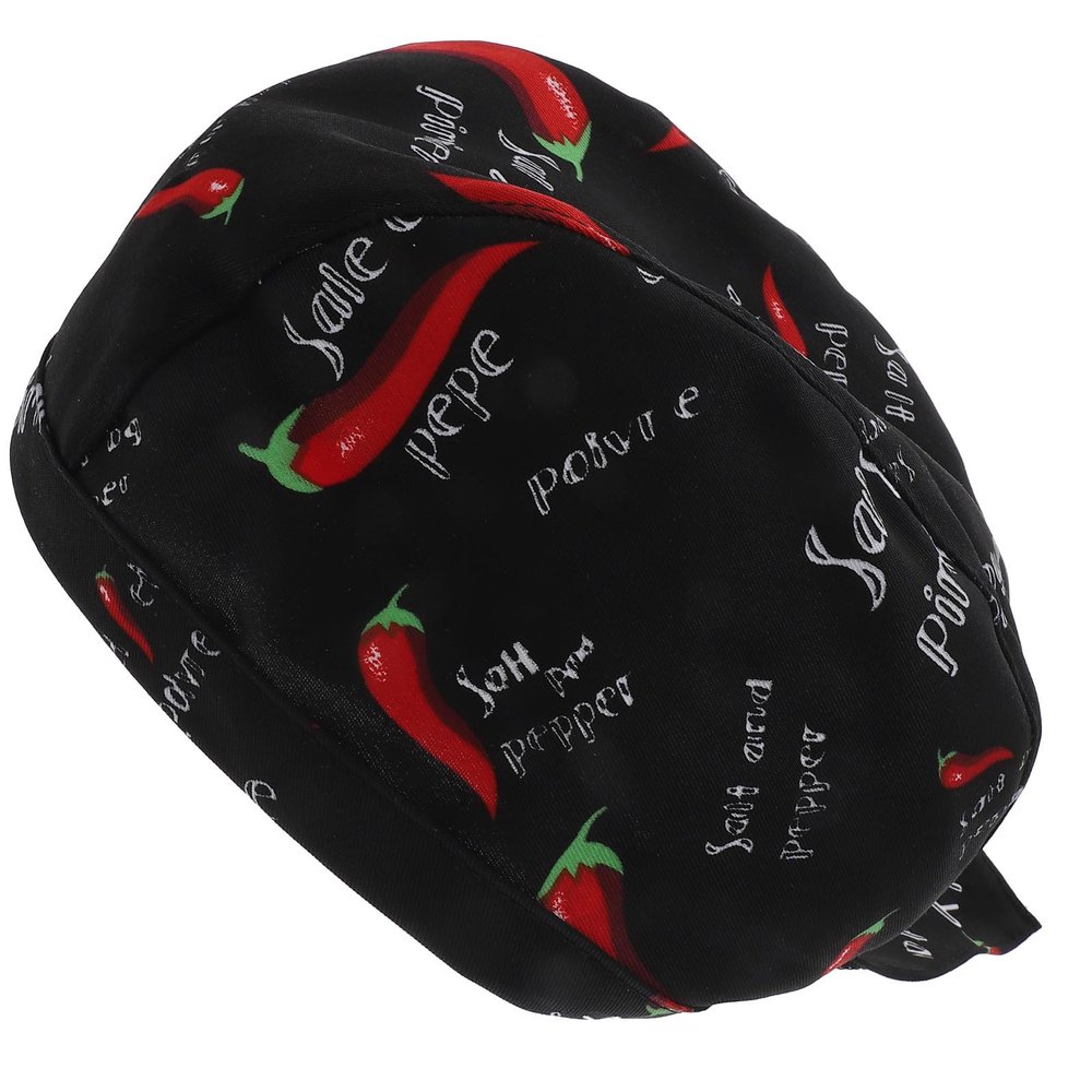 KAJNBN Cotton Chef Hat with Chili Design for Kitchen Staff