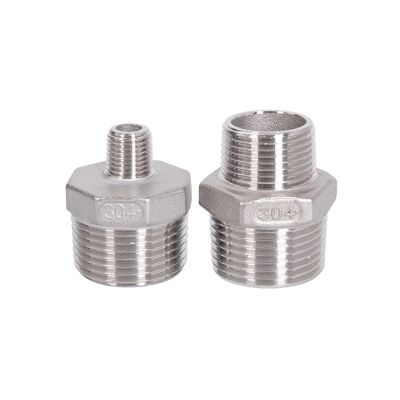 BYLSAGWHT 1/8, 1/4, 3/8, 3/4, 1, 1-1/4, 2 BSP Male Thread 304 Stainless Steel Pipe Fitting Reducer Hex Nipple Connector, DN8–DN50 (DN50 × DN20), Brass Hose