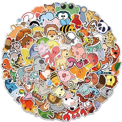 Animal Stickers 100 Pack, Waterproof Vinyl Stickers for Water Bottles, Laptops, Aesthetic Animal Stickers for Kids and Teens, Scrapbook Stickers for Luggage, Phone Cases, Skateboards