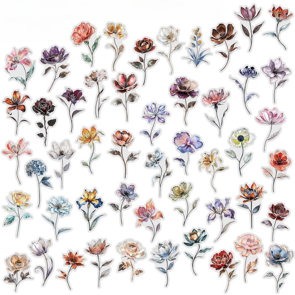 50 Flower Stickers for Scrapbooking