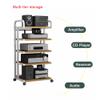 Open O Rack Stand, 4-Tier Rolling Media Rack for CD Player, Amplifier, Speakers, Game Console & TV, Black, 50 x 40 x 85.5 cm, Ideal for Home Entertainment view 3