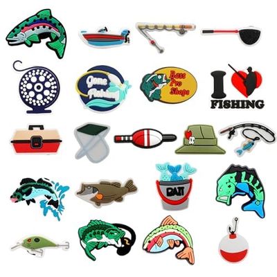 Cedelichy 21-Piece Croc Charms Set - Fishing Theme