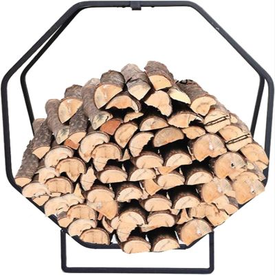 WXPGFEQ Small Black Farmhouse-Style Firewood Rack for Indoor and Outdoor Use