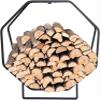 WXPGFEQ Small Black Farmhouse-Style Firewood Rack for Indoor and Outdoor Use view 1