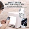 KRYANFEN Jewelry Photo Box Mini Studio with 360° Electric Turntable, Dimmable 3000–5500K, White + Black, 20 cm view 4