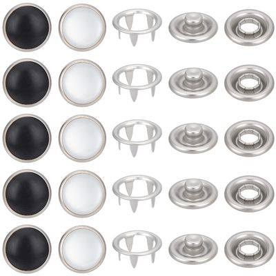 GORGECRAFT 1 Box 40 Sets 12mm Pearl Snap Buttons Black/White