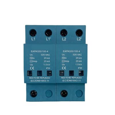 2P Surge Protector 100kA T1+T2 AC SPD, 220V/275V–440V, 2P 320V with RC