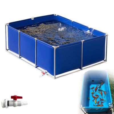 IEOWY Temporary Fish Pond Aquarium with Drain Valve, Assembled Canvas Pond for Turtle Breeding