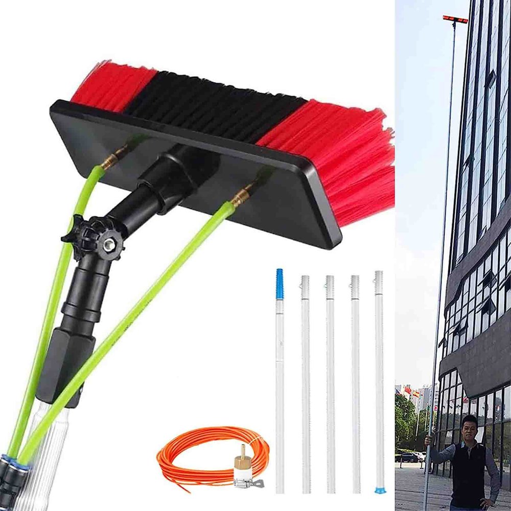 6 m Telescoping Window Cleaning Brush with Water Feed, 30 cm Head