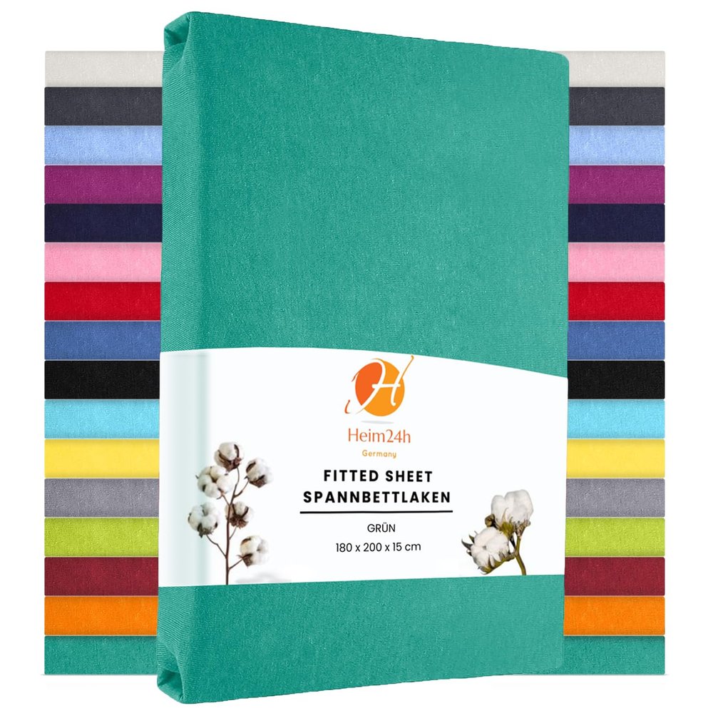 Heim24h Fitted Sheet 60x120cm, Dark Green