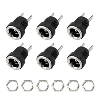 Ermenlifiqq 6-Pack 2-Pin 5.5 x 2.1 mm DC Barrel Jack Sockets, Black