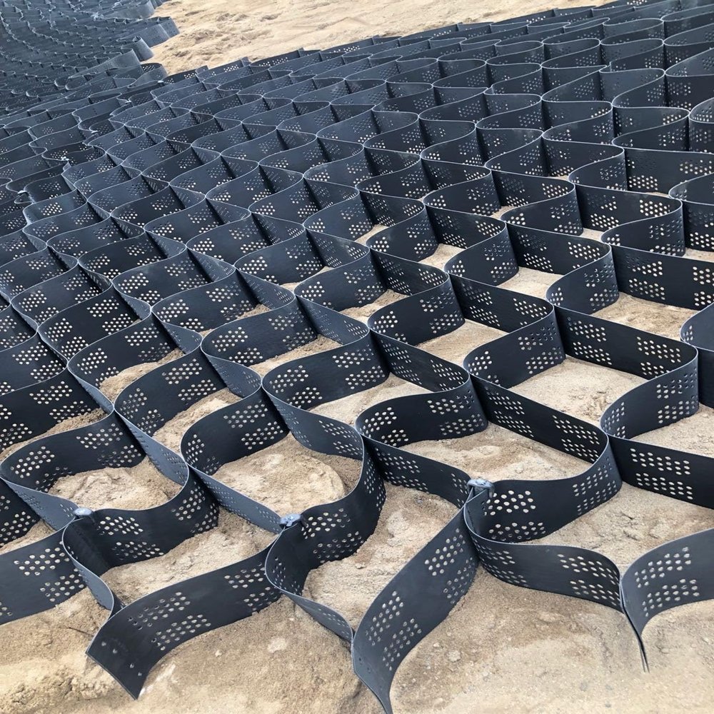 Scalable Geogrid for Retaining Walls and Erosion Control, Permeable Paver Grid with Drainage Holes for Slope Stabilization and Outdoor Soil Reinforcement