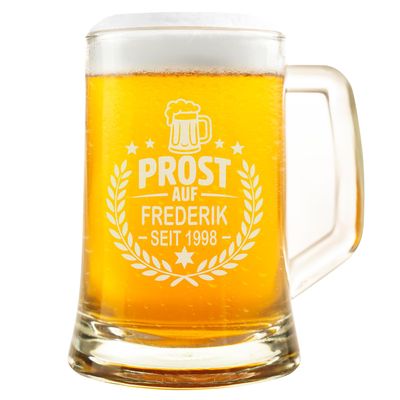 MyMomentCraft Personalized Beer Stein “Cheers to [Name] Since [Year]” for Men, Beer Lovers, Birthdays & Father’s Day (One-Sided Engraving)