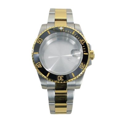 Gladiaond 1-Pc. 40 mm Watch Case with Ceramic Bezel and Sapphire Crystal for Miyota 8215, Sliding-Clasp Bracelet (Style 15)