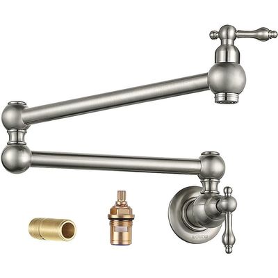 NHPJFDC Antique Wall-Mount Faucet, Folding, Single Cold-Water Tap, Brushed
