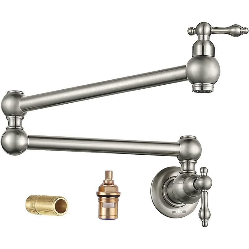 NHPJFDC Antique Wall-Mount Faucet, Folding, Single Cold-Water Tap, Brushed