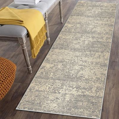 Beige Hallway Runner Rug 90 x 500 cm, Washable and Non-Slip