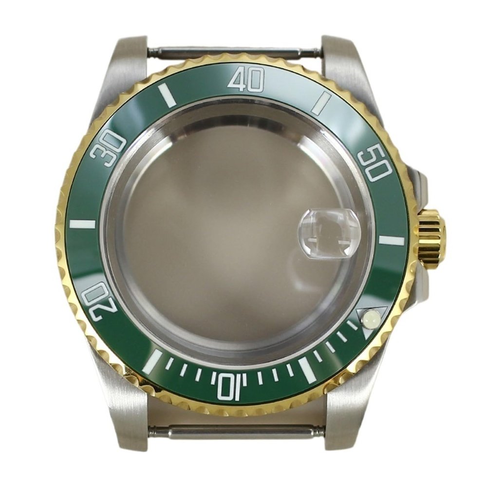 Gladiaond 40 mm Watch Case with Ceramic Bezel and Sapphire Crystal for Miyota 8215, Sliding-Clasp Bracelet (No Strap 26)