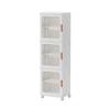 Narrow Storage Cabinet, Tall Bathroom Organizer with Doors and Adjustable Shelves, Portable Folding Plastic Storage Box view 1
