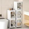 Narrow Storage Cabinet, Tall Bathroom Organizer with Doors and Adjustable Shelves, Portable Folding Plastic Storage Box view 2