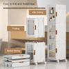 Narrow Storage Cabinet, Tall Bathroom Organizer with Doors and Adjustable Shelves, Portable Folding Plastic Storage Box view 3