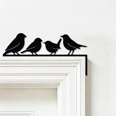 SUPERDANT Metal Bird Door Frame Corner Decor, Black, 30 x 15 cm