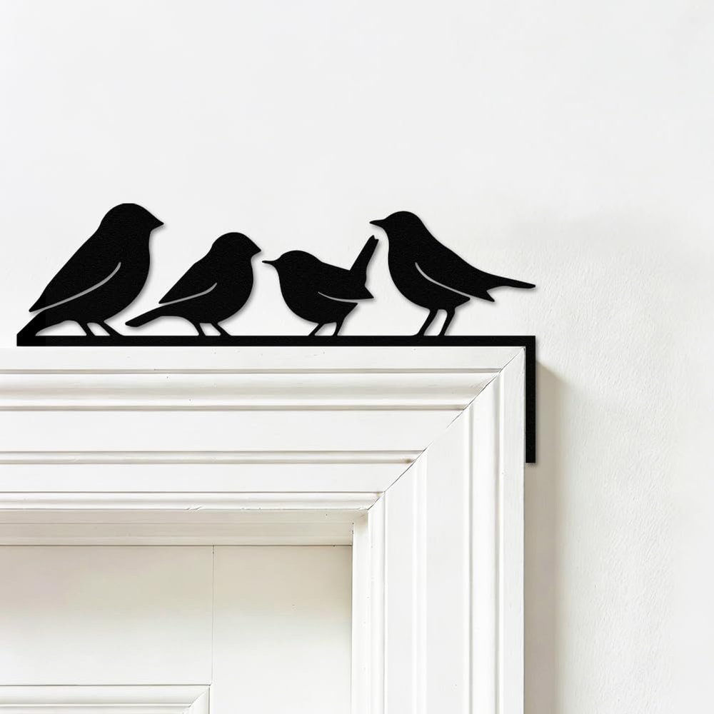 SUPERDANT Metal Bird Door Frame Corner Decor, Black, 30 x 15 cm