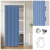 Blackout Magnetic Accordion-Style Folding Curtain for Doors and Room Dividers, Dark Blue, W150 x H180 cm view 4