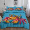 Kids' Reversible Duvet Cover Set 240 x 220 cm with 2 Pillowcases, Cartoon Fantasy Animals, Blue view 1