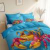 Kids' Reversible Duvet Cover Set 240 x 220 cm with 2 Pillowcases, Cartoon Fantasy Animals, Blue view 4