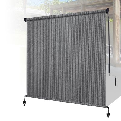Shade&Beyond Vertical Awning 2.6 x 1.5 m, HDPE Sun and Privacy Screen with Hand Crank, Sesame