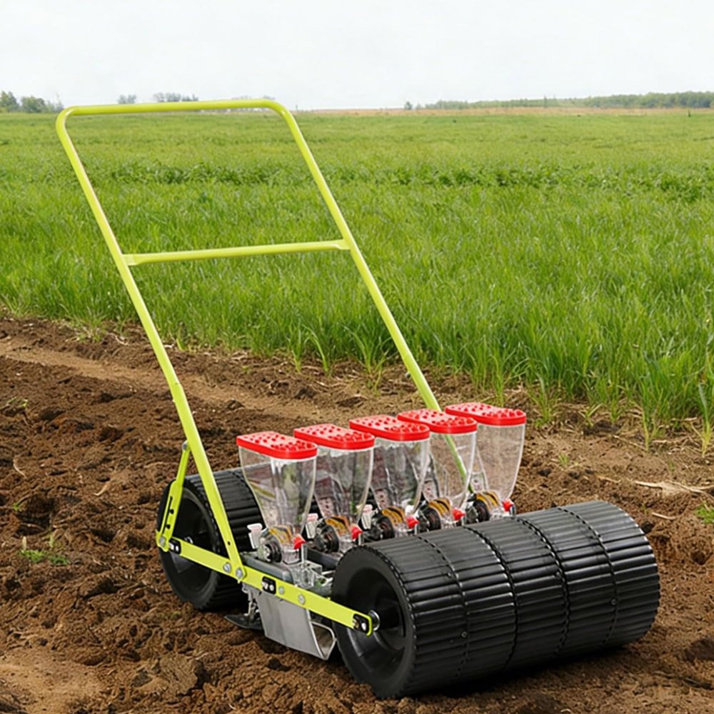 Manual Vegetable Seeder, Adjustable Row Spacing and Depth, Ideal for Small Gardens