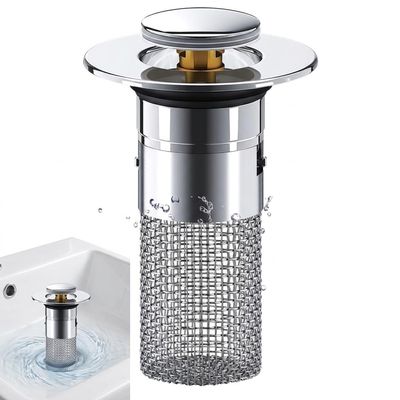 Pop-Up Sink Stopper with Strainer