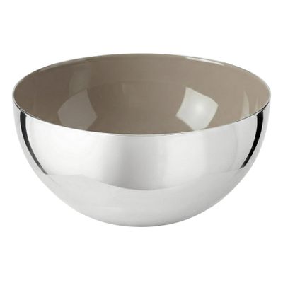 EDZARD Liora Bowl (15.5 cm), Silver-Tone Stainless Steel, Pearl Beige Interior