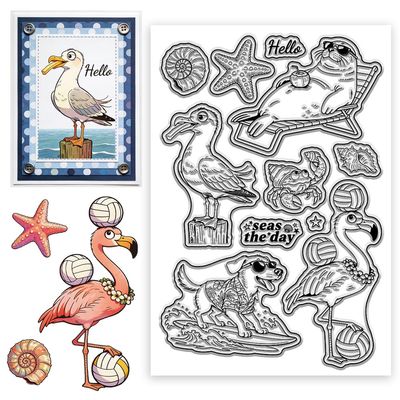 CONCHLERY Beach Animals Pattern Clear Stamps