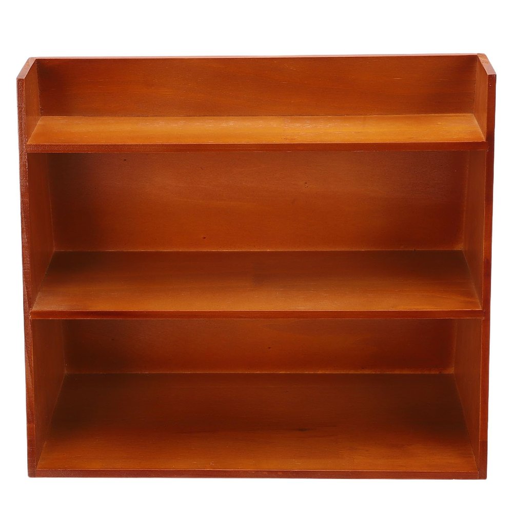 Naroote Vintage Display Shelf, 3-Tier Wooden Step Shelf with Hooks