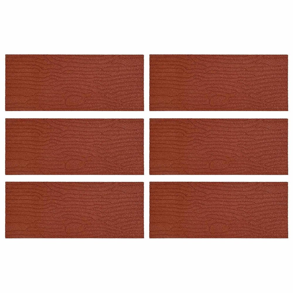 Gecheer Garden Stepping Stones, 6-Pack, Red Rubber, Non-Slip, Weather-Resistant, 60.5 x 25 x 2 cm