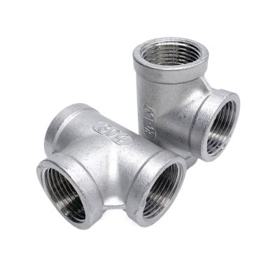 3-Way Female-Thread Pipe Fitting, SS304 Stainless Steel, BSP, 1/8–2 in (1 in)