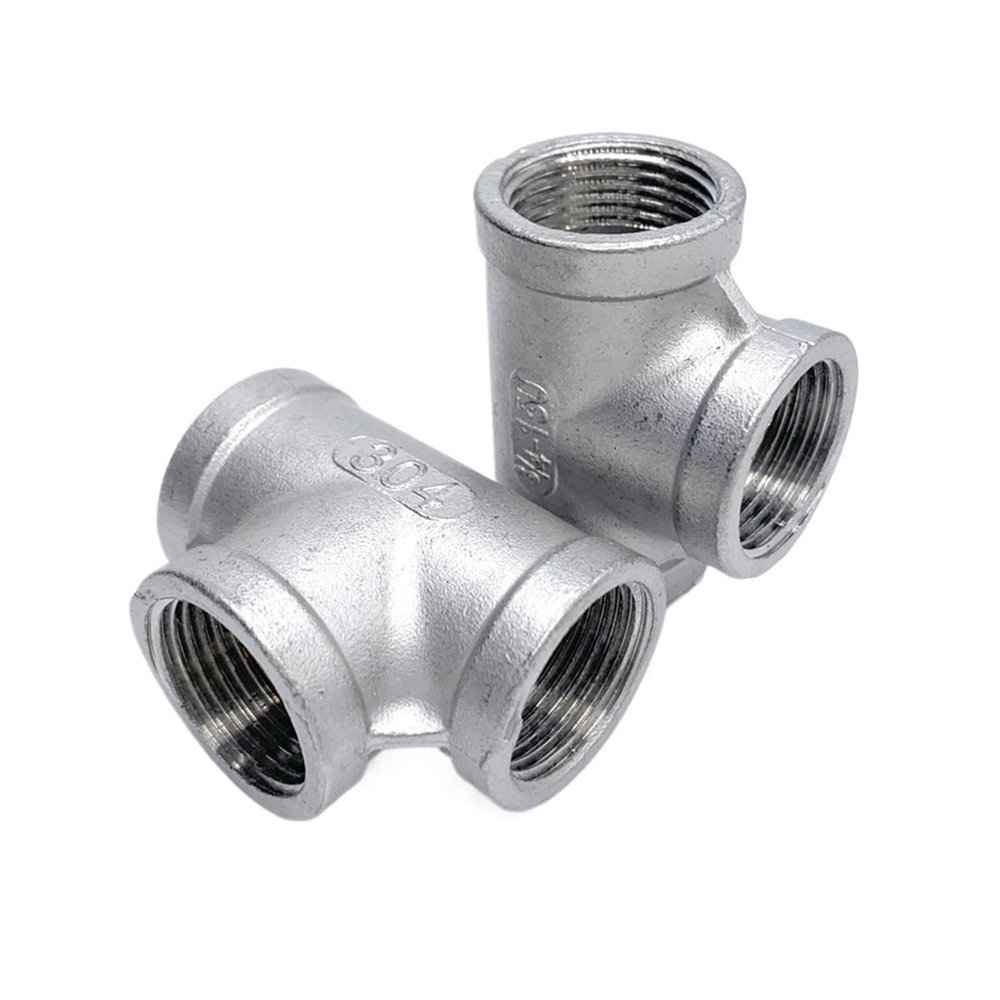 3-Way Female-Thread Pipe Fitting, SS304 Stainless Steel, BSP, 1/8–2 in (1 in)