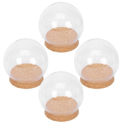 MALUGOGO 4-Piece Glass Display Domes with Creative Design and Khaki Bases