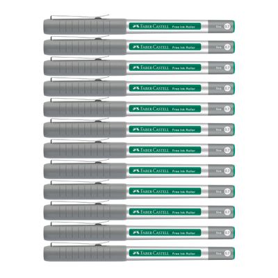 Faber-Castell Free Ink Rollerball Pens, Green, 12-Pack
