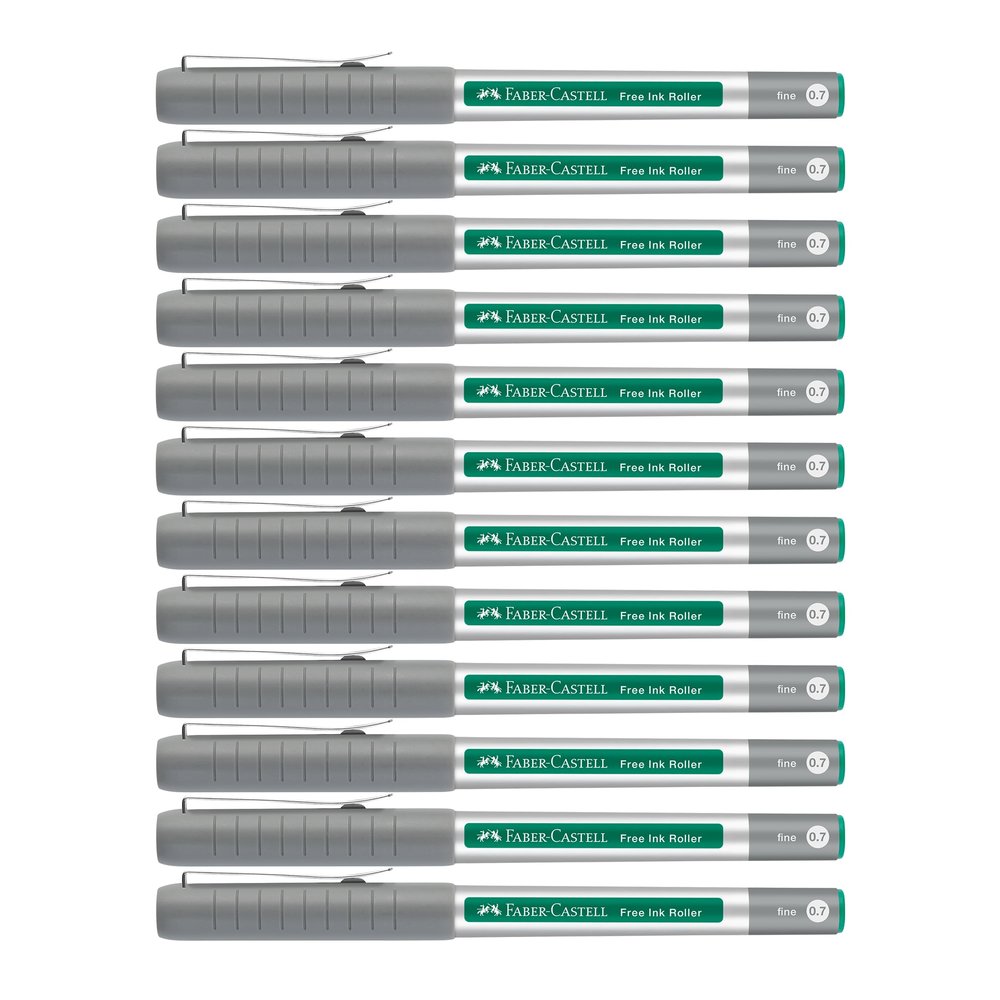 Faber-Castell Free Ink Rollerball Pens, Green, 12-Pack
