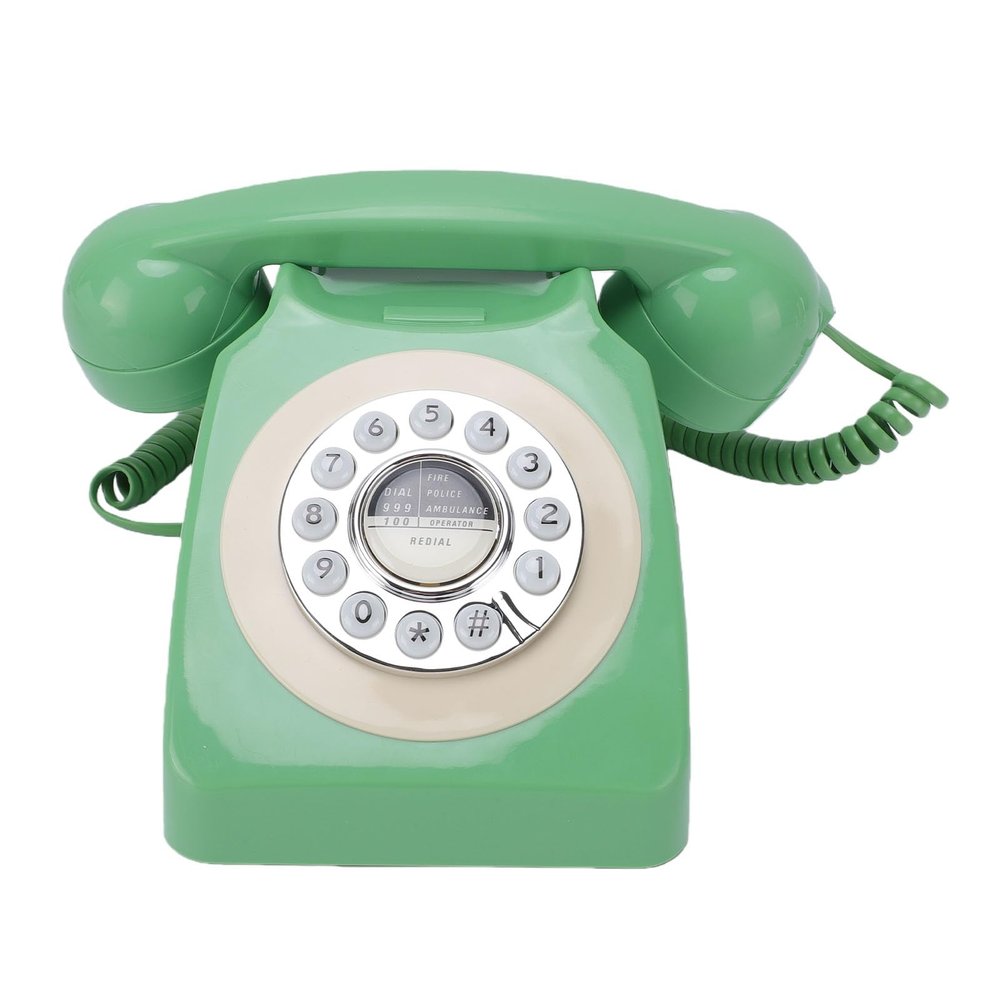 MENDUNER Vintage Telephone, Retro Landline Phone with Push Buttons and Redial, RJ11 Connection for Care Homes and Home Use (Dark Green)
