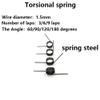 Straight Stainless Steel Torsion Springs, V-Shaped, Single-Knob, 1.5 mm Diameter, Right-Hand Wound, 2-Pack (16 mm × 6 × 90) view 3