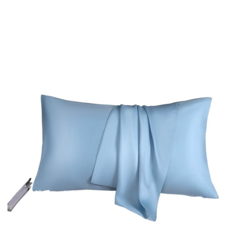 Silk Pillowcase, 100% Mulberry Silk, 40 x 60 cm, 50 x 70 cm, Queen-Size Pillowcase (Light Blue, 40 x 60 cm, 1 pc)