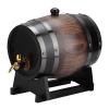 3L Vintage Striped Wooden Barrel Dispenser with Stand & Tap view 1