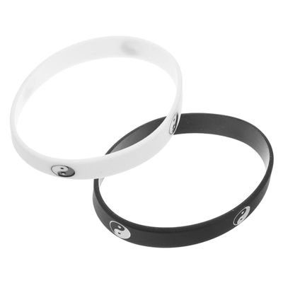 JHKNNK Tai Chi Silicone Bracelets, 2-Pack, Yin Yang Street Dance Hip Hop Style, Adjustable, for Men and Women