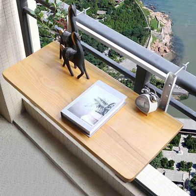 LYMGRZ Folding Wooden Side Table for Patio and Garden, Adjustable Height, Wall-Mounted, 60–120 cm Extendable