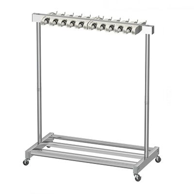 Mop and Broom Holder with Wheels, Space-Saving Storage Rack for Cleaning Tools and Garden Storage