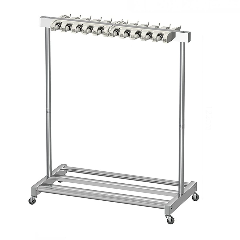 Mop and Broom Holder with Wheels, Space-Saving Storage Rack for Cleaning Tools and Garden Storage